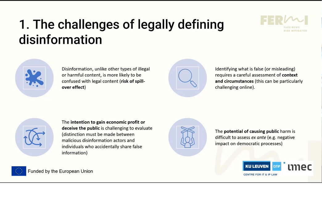 Power point slide on the difficulties of defining disinformation